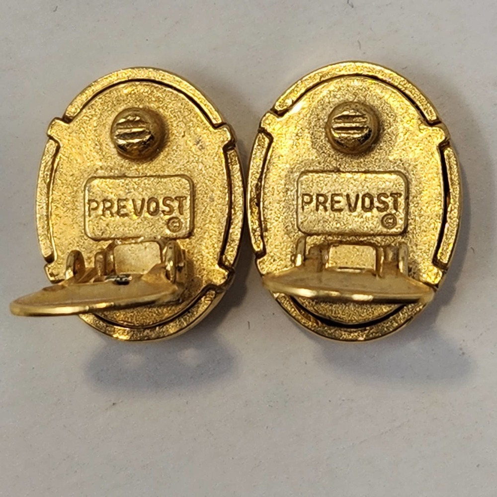 Prevost Roman Art Gold Tone Oval Clip On Earrings Latin Love Conquers All - Picture 5 of 6